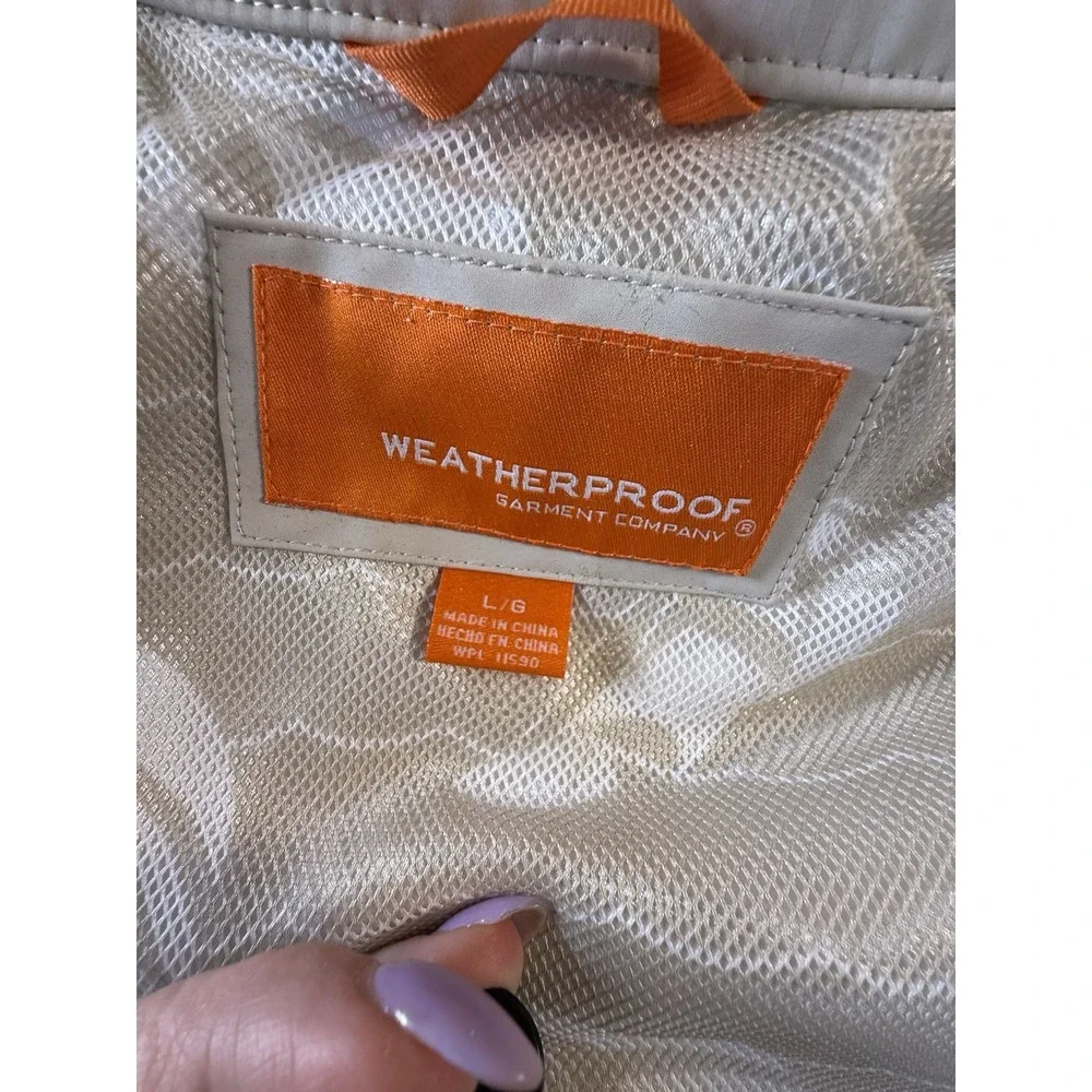 Weatherproof Vintage Women's Hooded Rain Jacket beig Polyurethane‎ large